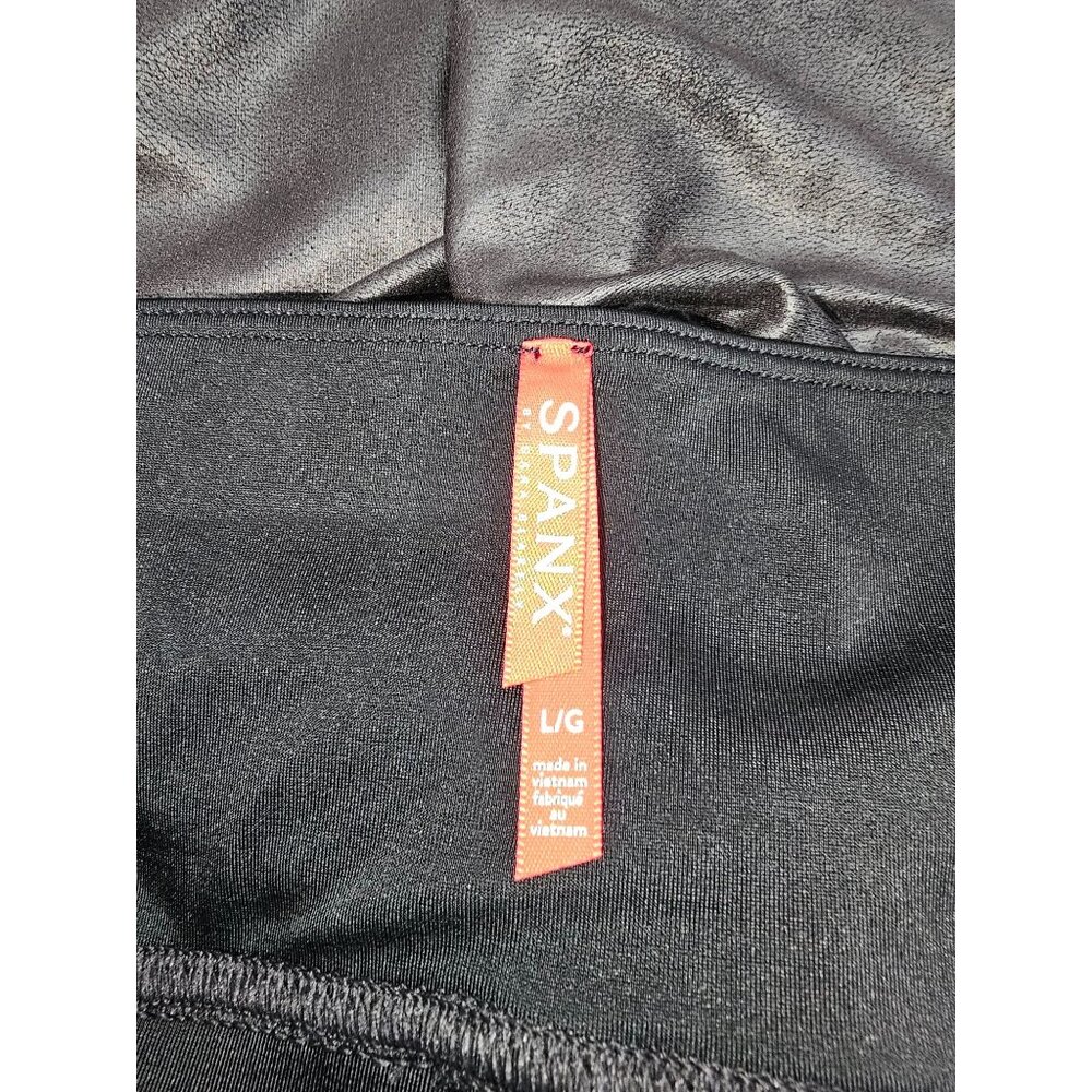 NWT Spanx Women's Black Faux Leather Stretch Shaping Slimming Leggings Sz L 2602 - Picture 8 of 10